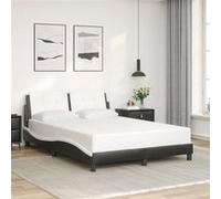 Vidaxl Cadre De Lit Et Tête De Lit Noir Et Blanc 140x190 Cm Similicuir Multicolore