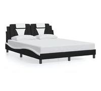 Vidaxl Cadre De Lit Et Tête De Lit Noir Et Blanc 160x200 Cm Similicuir Multicolore