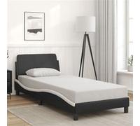 Cadre de Lit avec Tête de Lit, Lit Rembourré avec Sommier à Lattes, Lit Simple avec Pied Chambre, Noir et Blanc 80x200cm Similicuir