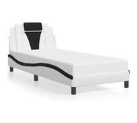 Vidaxl Cadre De Lit Avec Tête De Lit Blanc Et Noir 90x190cm Similicuir Multicolore