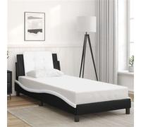 vidaXL Bedframe met hoofdbord kunstleer zwart en wit 90x190 cm3208154 Blanc G