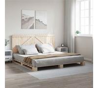 Vidaxl Cadre De Lit Avec Tête De Lit 200x200 Cm Bois De Pin Massif Marron