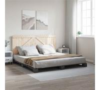 vidaXL Bedframe met hoofdbord massief grenenhout grijs 200x200 cm3281567 Gris G