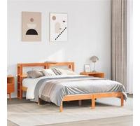 Vidaxl Cadre De Lit Avec Tête De Lit Cire Marron 120x190cm Bois De Pin Marron