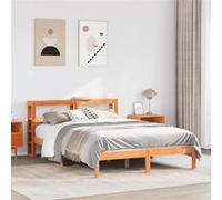 Bedframe met hoofdbord massief grenenhout wasbruin 140x190 cm3305736