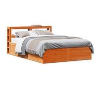 vidaXL Bedframe met hoofdbord massief grenenhout wasbruin 150x200 cm3306341 Marron G