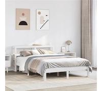 vidaXL Cadre de lit et tête de lit sans matelas blanc 135x190 cm Blanc