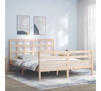 Vidaxl Cadre De Lit Avec Tête De Lit 160x200 Cm Bois Massif Marron