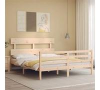 Vidaxl Cadre De Lit Avec Tête De Lit 160x200 Cm Bois Massif Marron