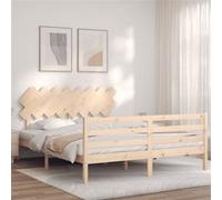 Vidaxl Cadre De Lit Avec Tête De Lit 160x200 Cm Bois Massif Marron