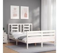 Vidaxl Cadre De Lit Avec Tête De Lit Blanc 120x200 Cm Bois Massif Blanc