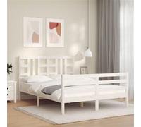 vidaXL Bedframe met hoofdbord massief hout wit3193927 Blanc G