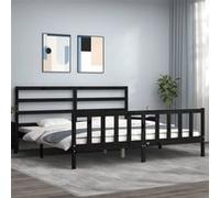 vidaXL Bedframe met hoofdbord massief hout zwart 200x200 cm3191930 Noir G