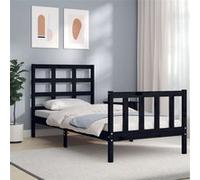 vidaXL Bedframe met hoofdbord massief hout zwart3192065 Noir G