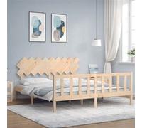 vidaXL Bedframe met hoofdbord massief hout3193481 Marron G
