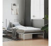 vidaXL Bedframe met hoofdbord metaal wit 107x203 cm353484 Blanc G