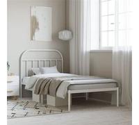 vidaXL Bedframe met hoofdbord metaal wit 107x203 cm353680 Blanc G