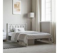 vidaXL Bedframe met hoofdbord metaal wit 107x203 cm374286 Blanc G