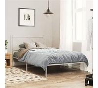 vidaXL Bedframe met hoofdbord metaal wit 107x203 cm376547 Blanc G