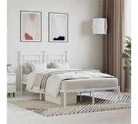 Bedframe met hoofdbord metaal wit 120x190 cm353583