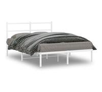 vidaXL Bedframe met hoofdbord metaal wit 135x190 cm355413 Blanc G