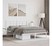 Vidaxl Cadre De Lit Métal Avec Tête De Lit Blanc 140x190 Cm Blanc
