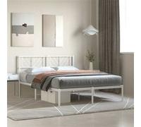 vidaXL Bedframe met hoofdbord metaal wit 140x200 cm372229 Blanc G