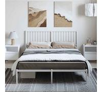 Bedframe met hoofdbord metaal wit 150x200 cm350933