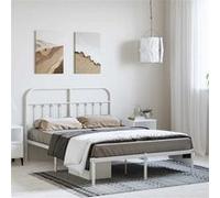 vidaXL Bedframe met hoofdbord metaal wit 150x200 cm352629 Blanc G