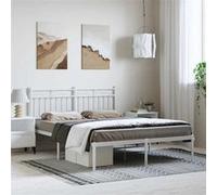 vidaXL Bedframe met hoofdbord metaal wit 150x200 cm373742 Blanc G