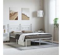 Vidaxl Cadre De Lit Métal Avec Tête De Lit Blanc 150x200 Cm Blanc