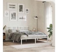 vidaXL Bedframe met hoofdbord metaal wit 150x200 cm376375 Blanc G