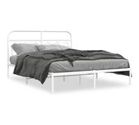 vidaXL Bedframe met hoofdbord metaal wit 150x200 cm377168 Blanc G