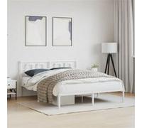 vidaXL Bedframe met hoofdbord metaal wit 160x200 cm374293 Blanc G