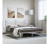 vidaXL Bedframe met hoofdbord metaal wit 183x213 cm353591 Blanc G