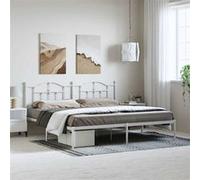 vidaXL Cadre de lit métal, sans matelas, tête de lit blanche, 193x203 cm