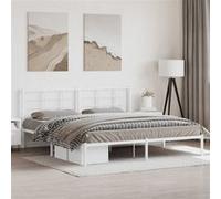 vidaXL Cadre de lit métal 193x203 cm sans matelas avec tête de lit blanc