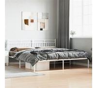 vidaXL Bedframe met hoofdbord metaal wit 200x200 cm373747 Blanc G
