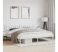 vidaXL Bedframe met hoofdbord metaal wit 200x200 cm374297 Blanc G