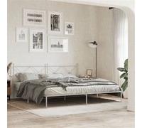 vidaXL Bedframe met hoofdbord metaal wit 200x200 cm376558 Blanc G