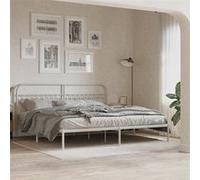 vidaXL Bedframe met hoofdbord metaal wit 200x200 cm376656 Blanc G