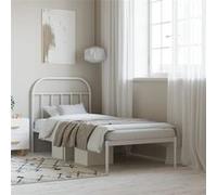 vidaXL Cadre de lit métal avec tête de lit Blanc 90x190 cm
