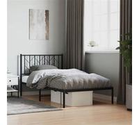 vidaXL Bedframe met hoofdbord metaal zwart 100x190 cm374431 Noir G