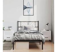 Vidaxl Cadre De Lit Métal Avec Tête De Lit Noir 100x200 Cm Noir