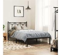 vidaXL Bedframe met hoofdbord metaal zwart 100x200 cm376123 Noir G