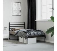 vidaXL Cadre de lit métal avec tête de lit 107x203 cm sans matelas Noir