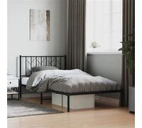 vidaXL Bedframe met hoofdbord metaal zwart 107x203 cm374433 Noir G