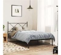 vidaXL Metal Bed Frame with Headboard Black 107x203 cm, Single Bed, Bedroom Furniture, Guest Bed, Bed, Metal Bed Frame, Bed Base, Metal Bed