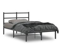 vidaXL Cadre de Lit Métal avec Tête de Lit, Lit Double avec Sommier à Lattes, Lit Adulte avec Pied, Meuble de Chambre, Moderne, Noir 120x190 cm