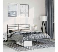 Vidaxl Cadre De Lit Métal Sans Matelas Avec Tête De Lit Noir 135x190cm Noir